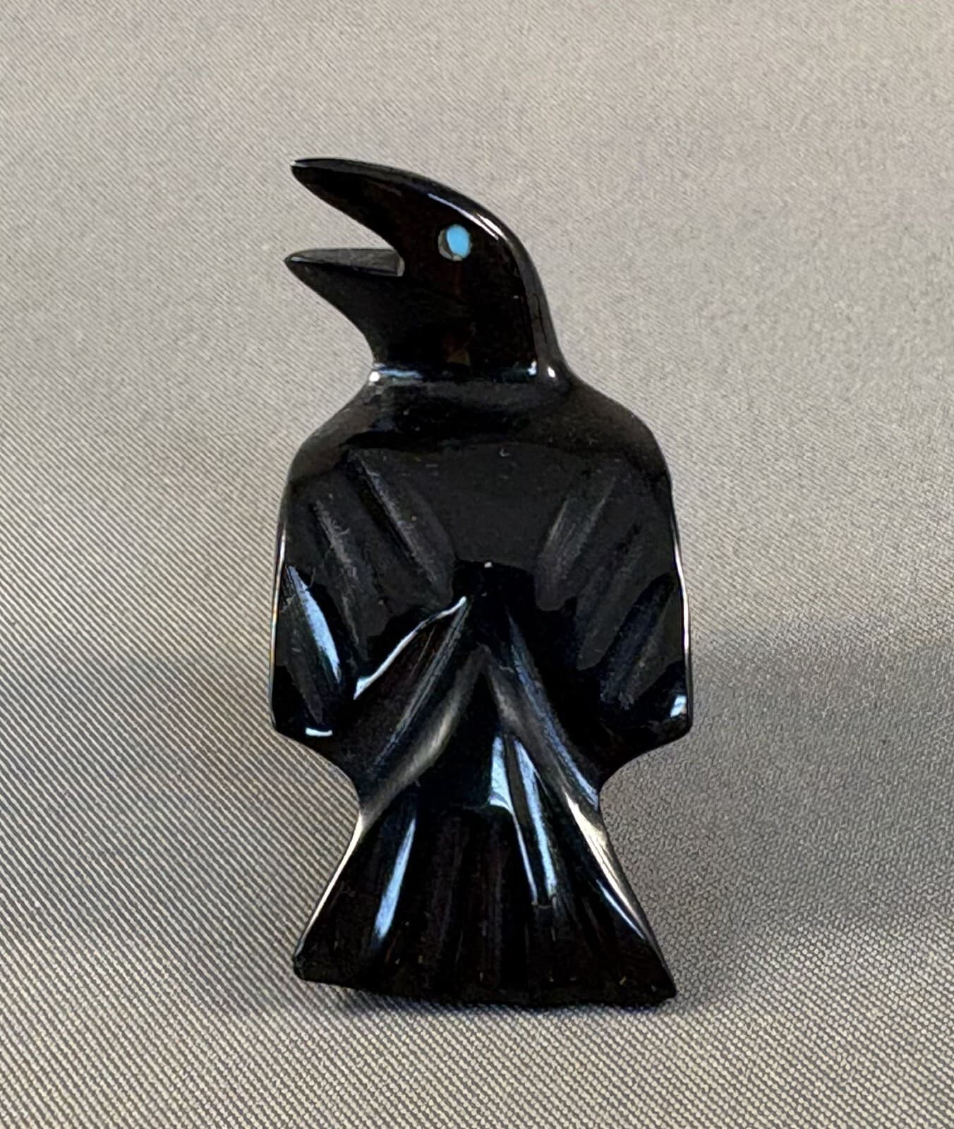 Zuni Carved Left Facing Black Marble Raven Fetish by Calvert Bowannie, NEW