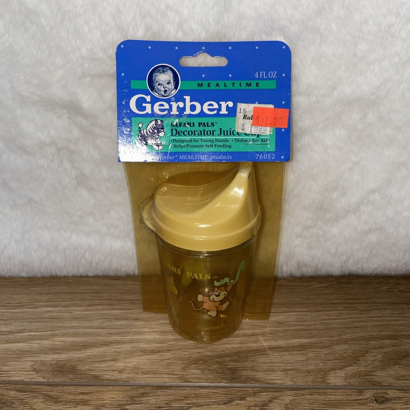 Vintage 1992 Gerber Safari Pals Juice Cup 4oz Monkey Giraffe NOS NEW