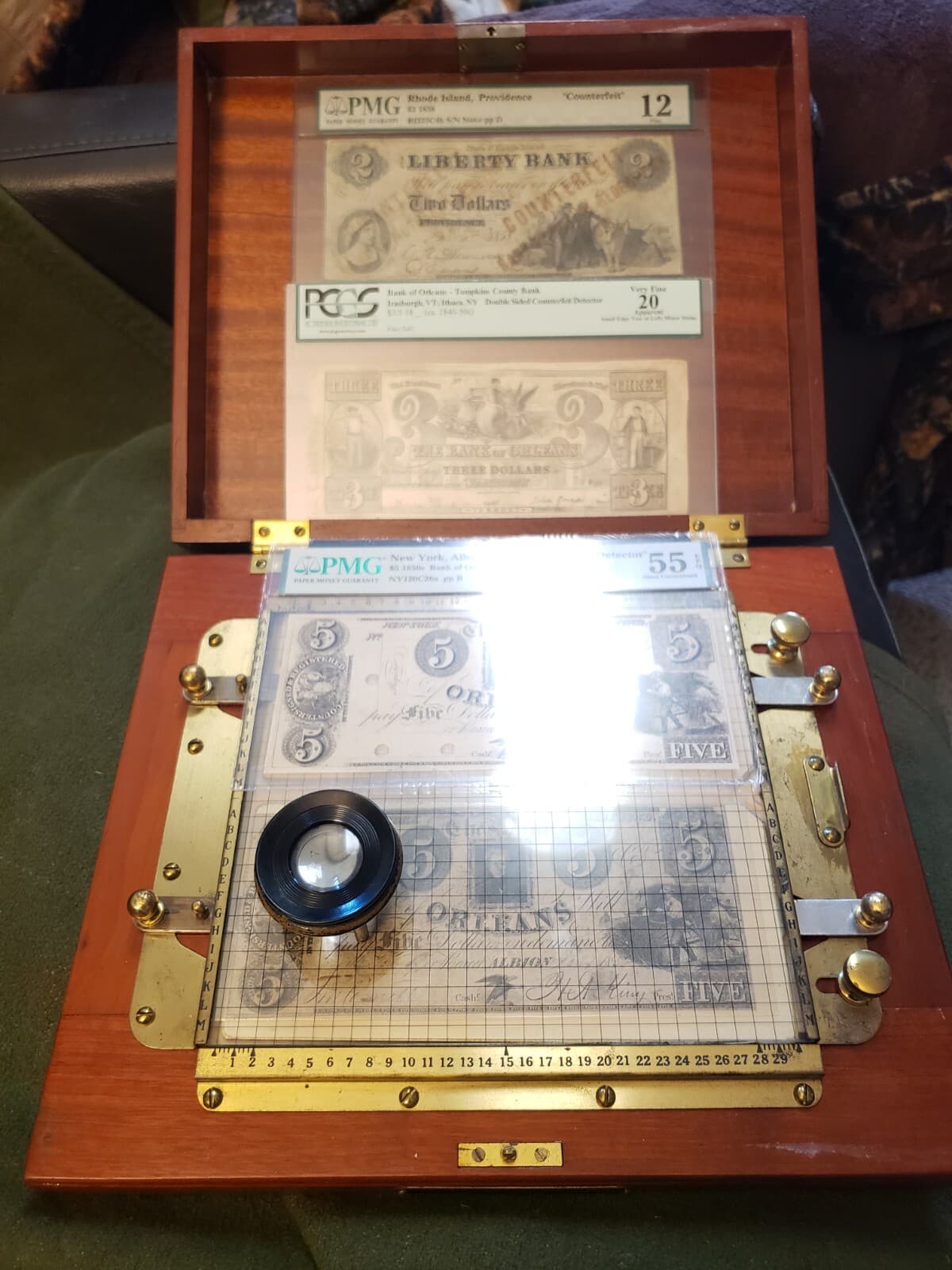 ULTRA RARE 1916 PORTER COUNTERFEIT DETECTORS KIT W/ BANKNOTES PMG PGCS OLD HEATH