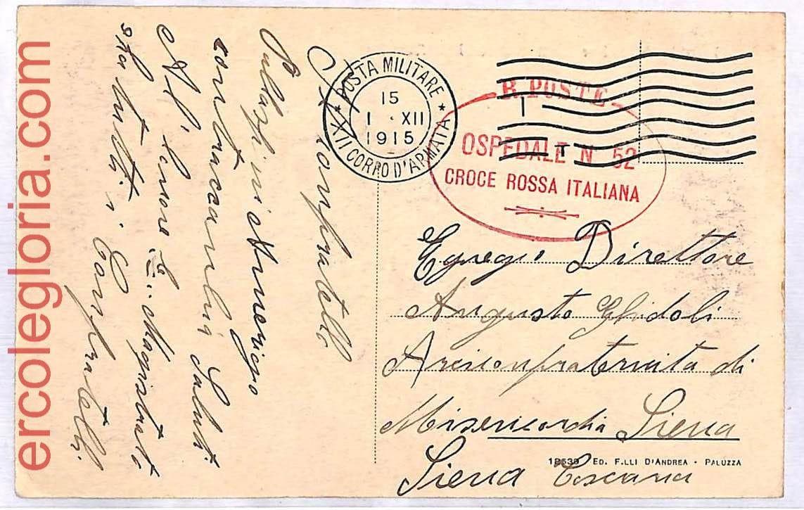 ai3335 - ITALY - POSTAL HISTORY - Military WAR HOSPITAL - - Red Cross - 1915