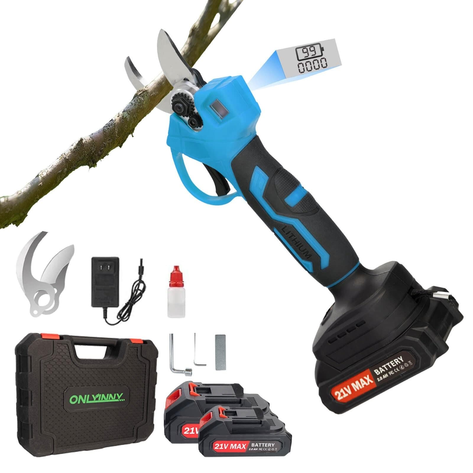 21V Electric Pruning Shears, Tacsaw Upgraded 600W Brushless Electric Pruner w...