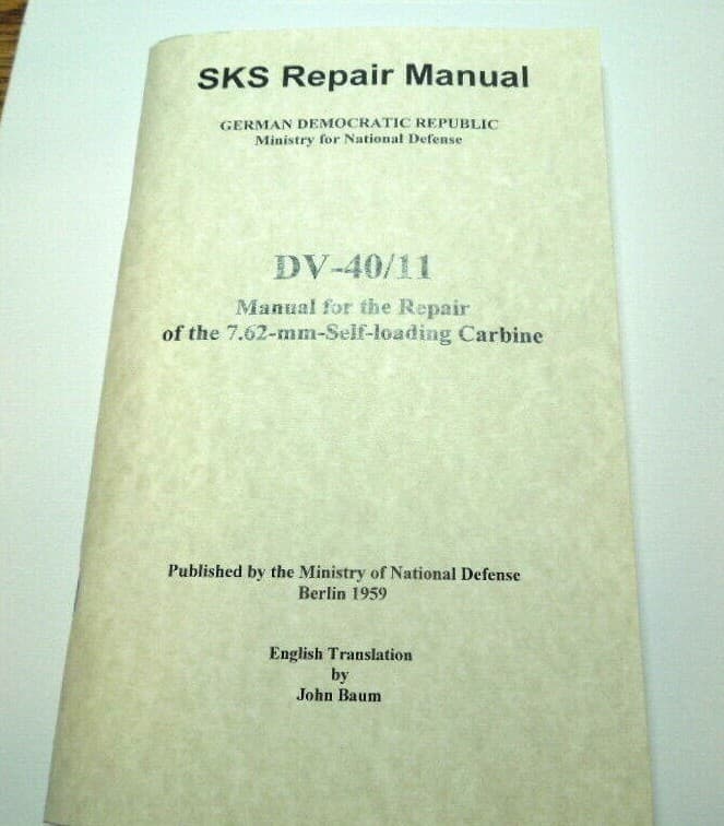 East German SKS Repair Manual 7.62x39 English Translation 1959 120 Pages