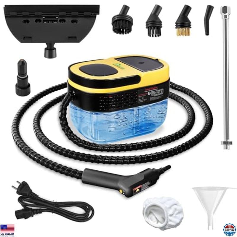 Powerful Handheld Steam Cleaner - 10s Heat, 1.6L Tank, 11-in-1 for Easy Use