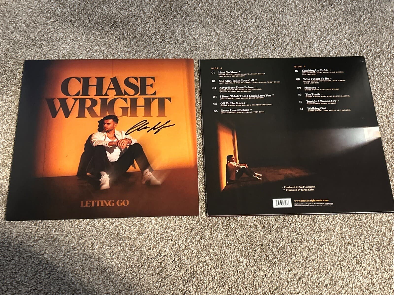 CHASE WRIGHT Letting Go LIMITED EDITION Of 250 Transparent Orange Signed Vinyl