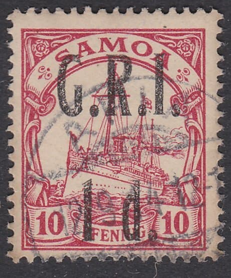 SAMOA 1914 GRI opt on German Samoa : 1d on 10pf used ........ ..............C488