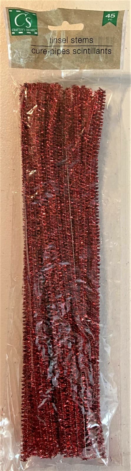 Tinsel Chenille Stem Pipe Cleaners 45 piece pkg 4 colors Sparkly Metallic