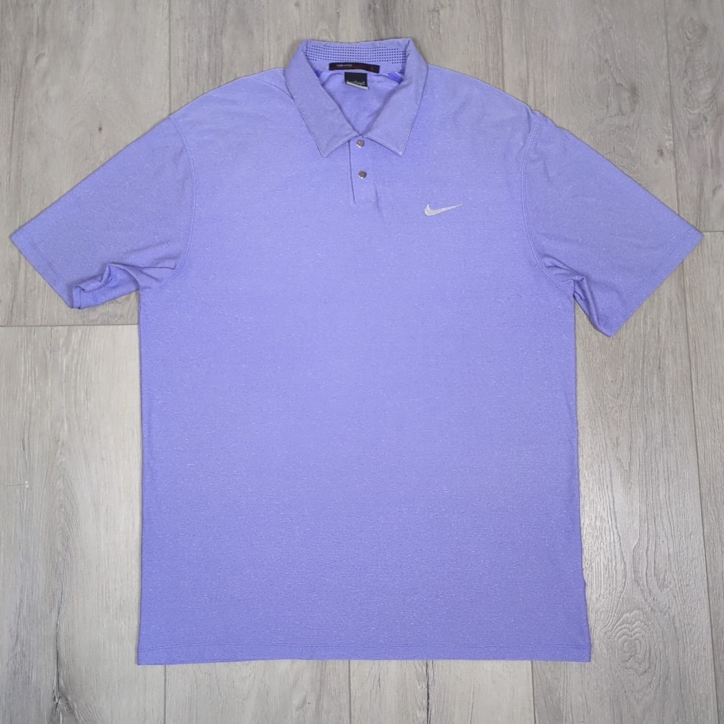 Nike Tiger Woods Polo Shirt Mens Large Blue Vented Golf Dri Fit Relaxed Fit