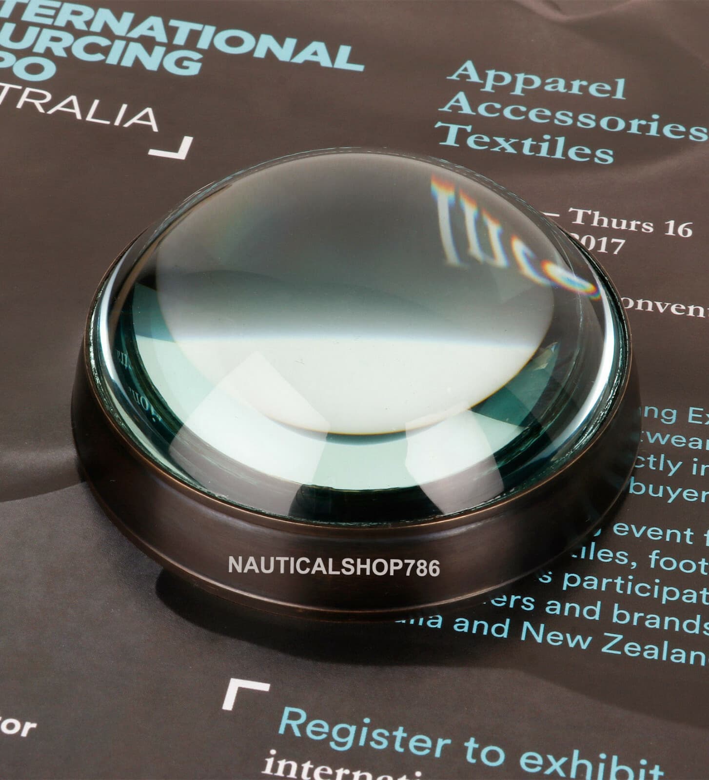 Antique Black Nautical Magnifying Glass Chart Reader Paper Weight office Decor