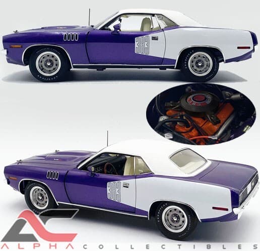 ACME A1806135VT 1:18 1971 PLYMOUTH CUDA (IN-VIOLET) VINYL TOP