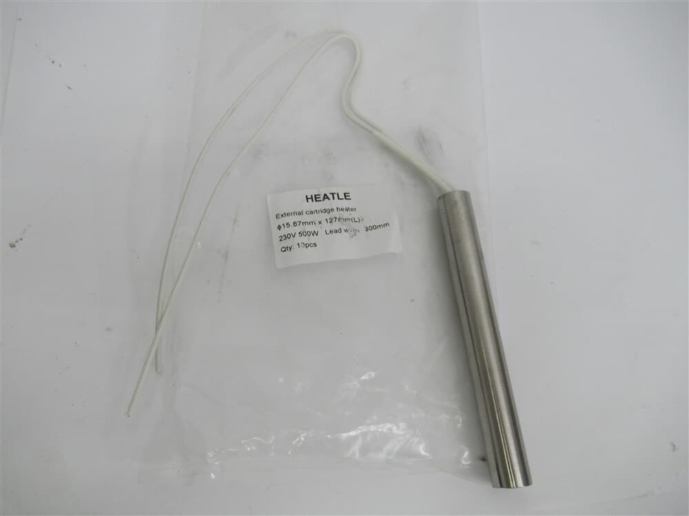 Heatle 15.87mm x 127mm Long External Cartridge Heater, 230V, 500W, 300mm Lead
