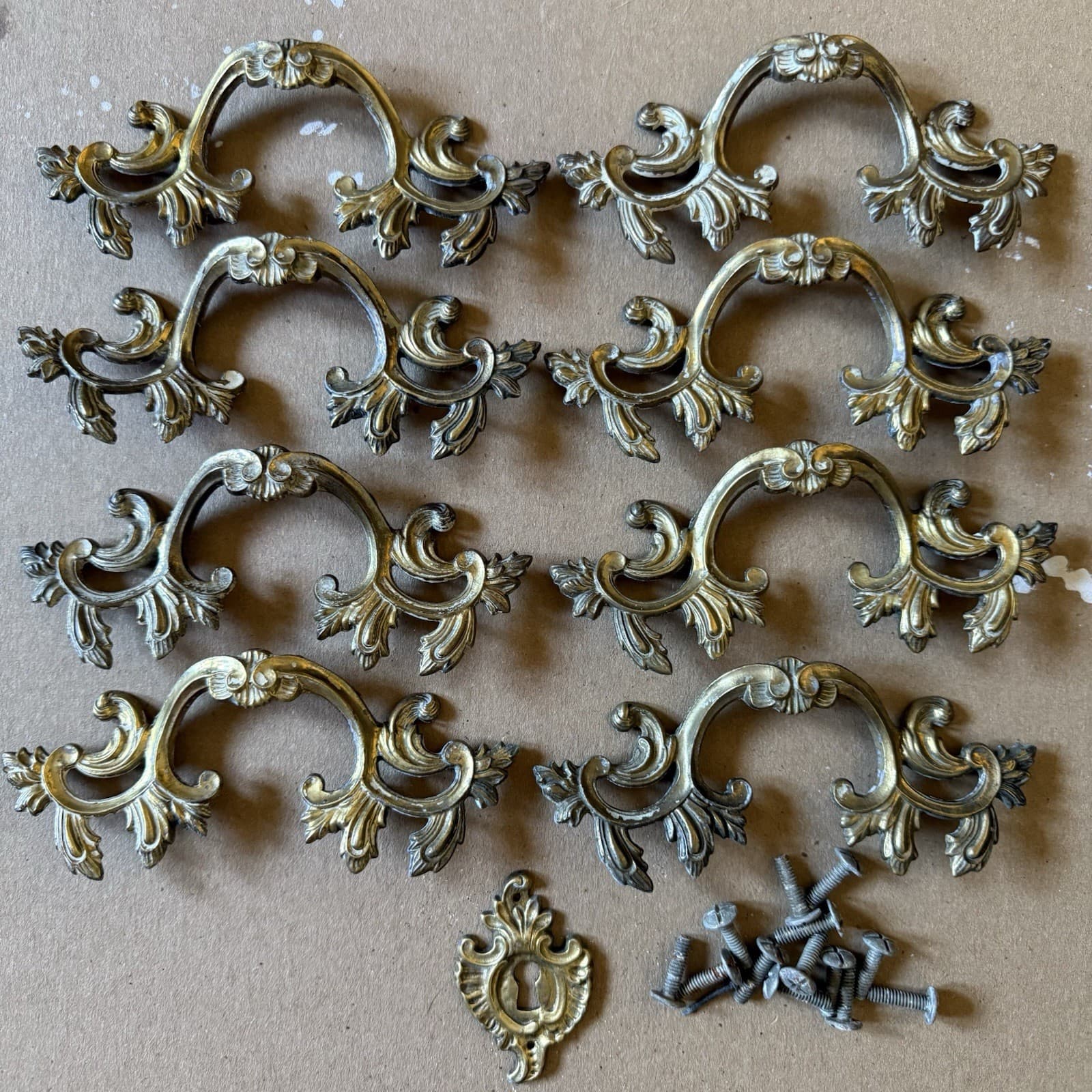 Vintage Drawer Pull French Provincial 3-1/2" Centers 6-1/8" Wide Keeler K8949