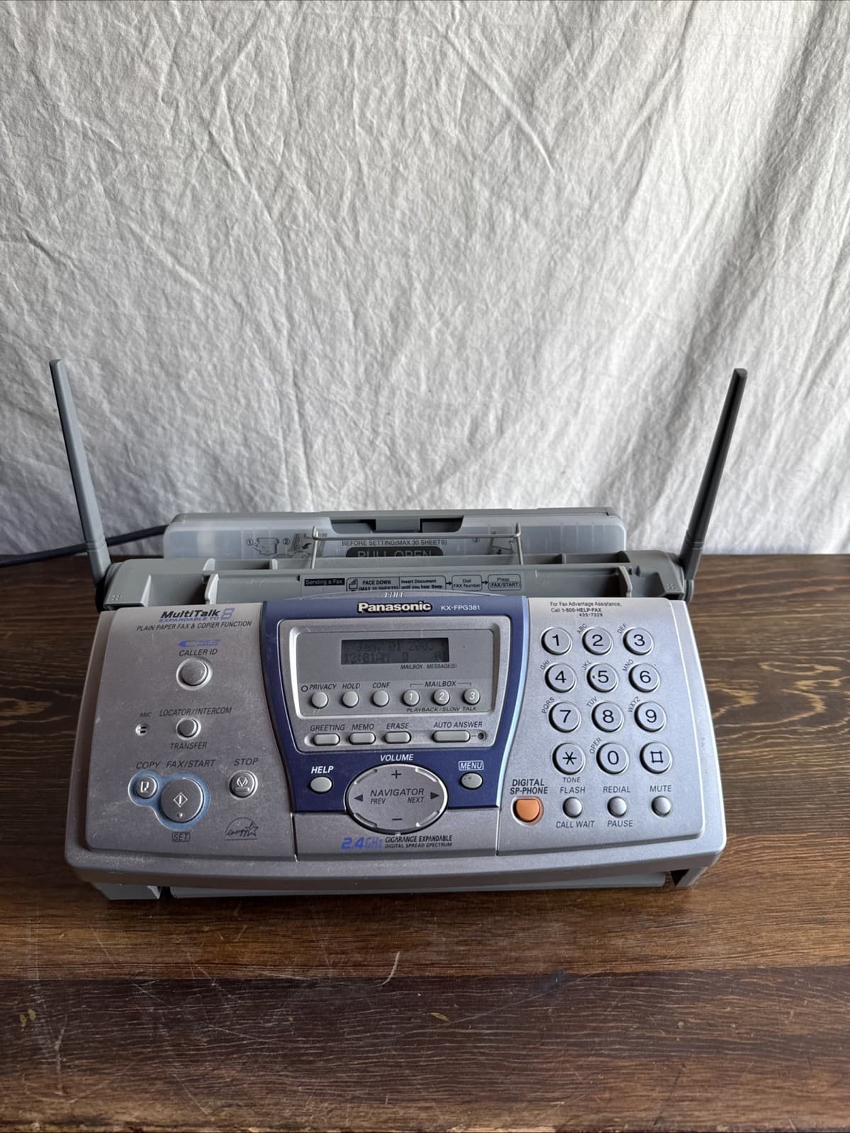 Panasonic Multitalk Expandable To 8 Fax & Copier Model KX-FPG381 Power Tested