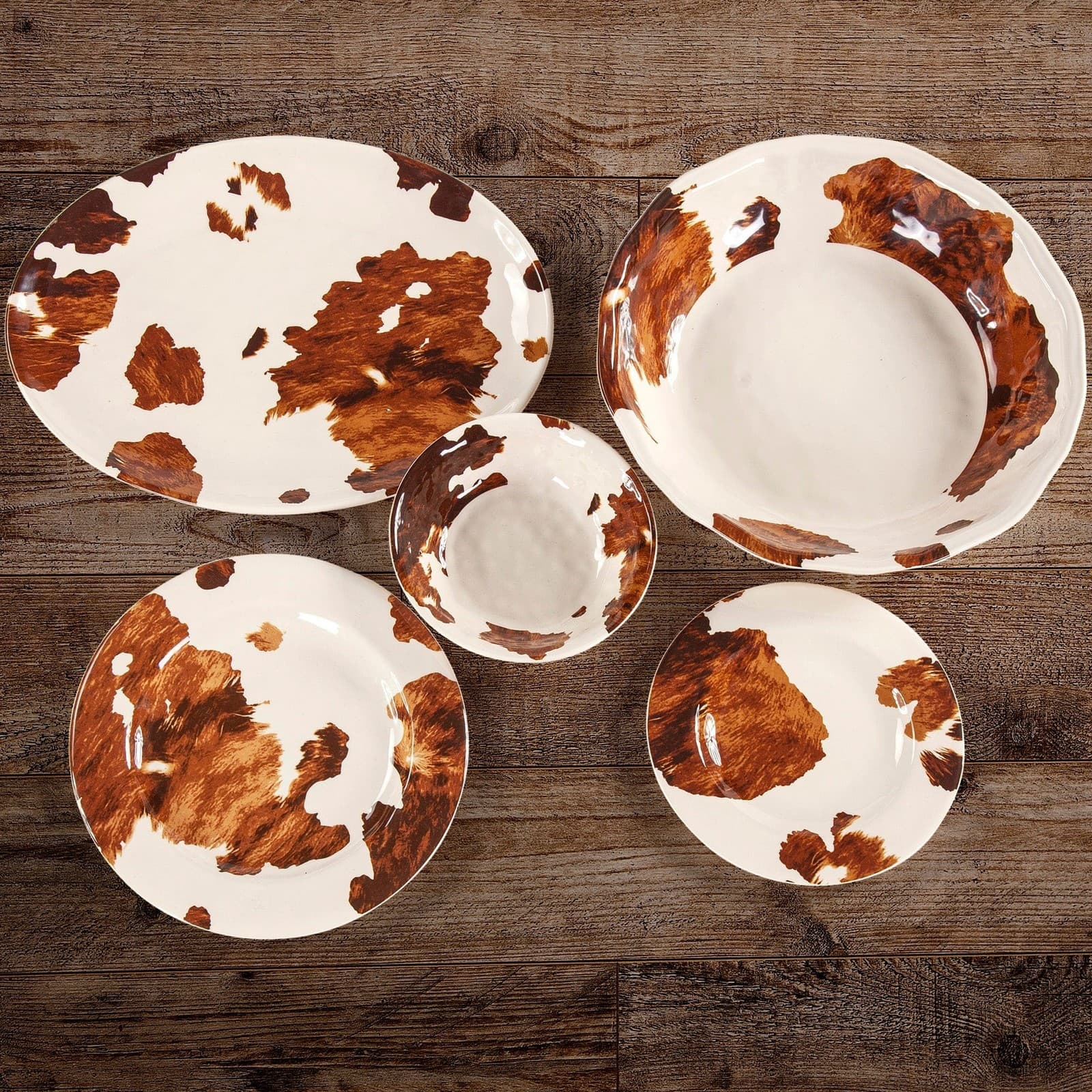 Paseo Road Elsa Cowhide Melamine Dinnerware Set