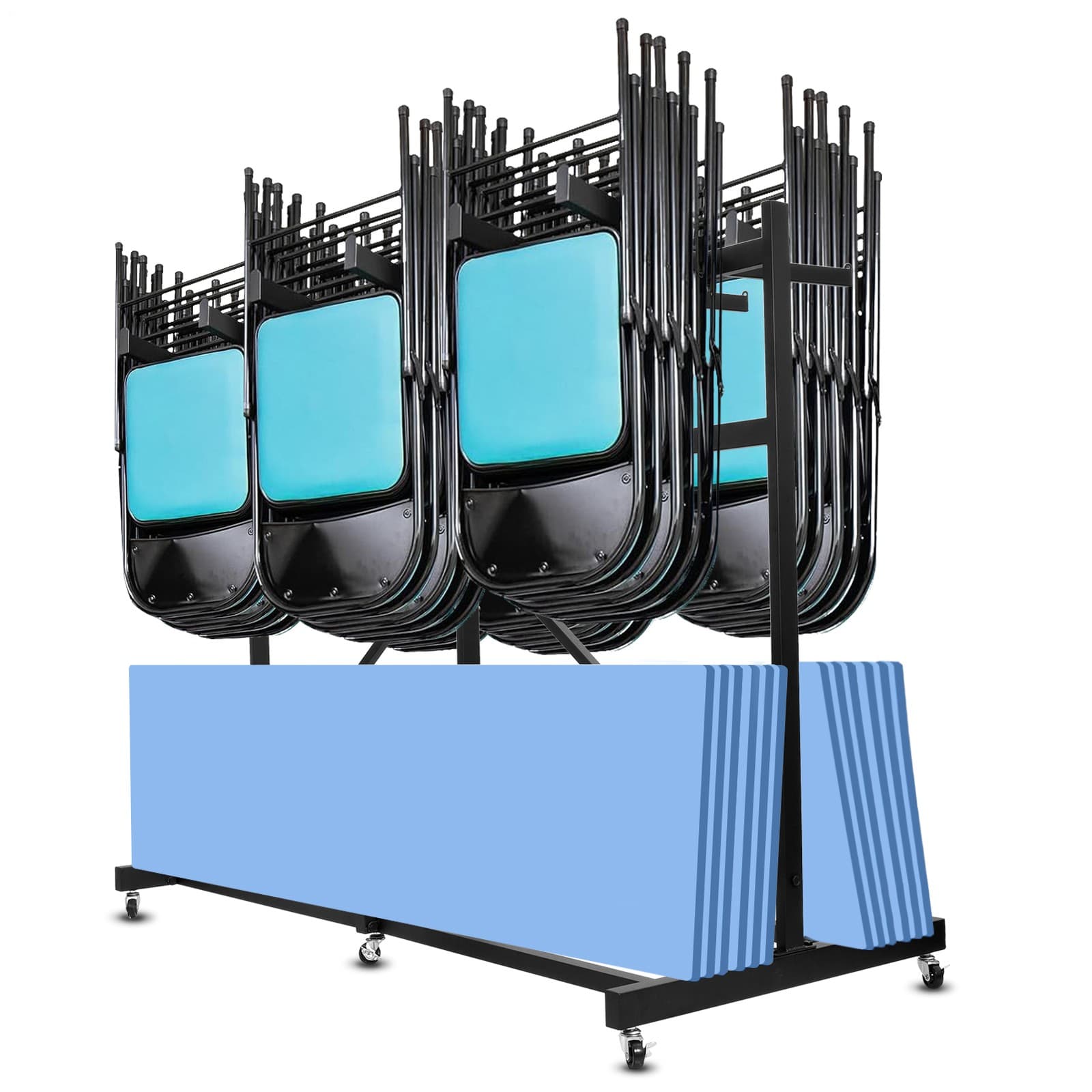 Folding Table and Chairs Cart -42 Folding Chairs Capacity, Heavy Duty