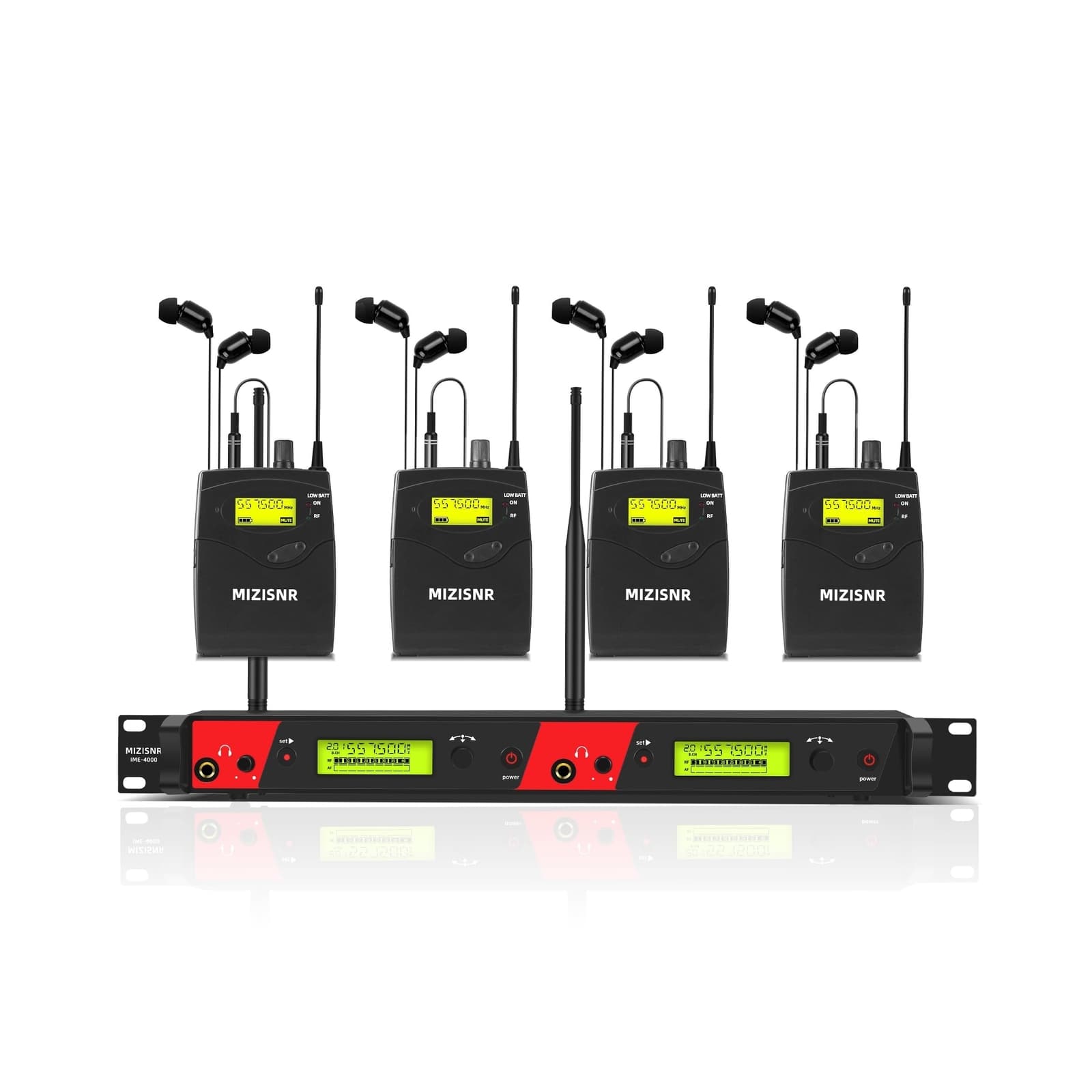 Wireless in Ear Monitor System, 2 Channel 4 Bodypacks Pro Mono IEM System for...