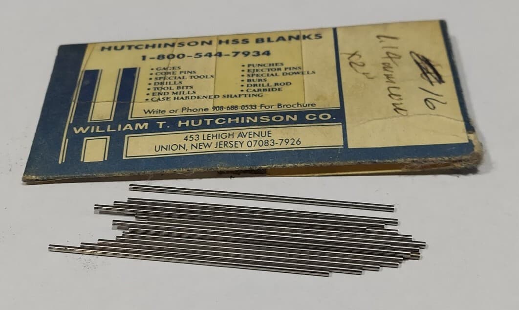 Lot Of 16 - USA Hutchinson 1.14mm x 2" Low Drill Blank Reamer Pin Gage