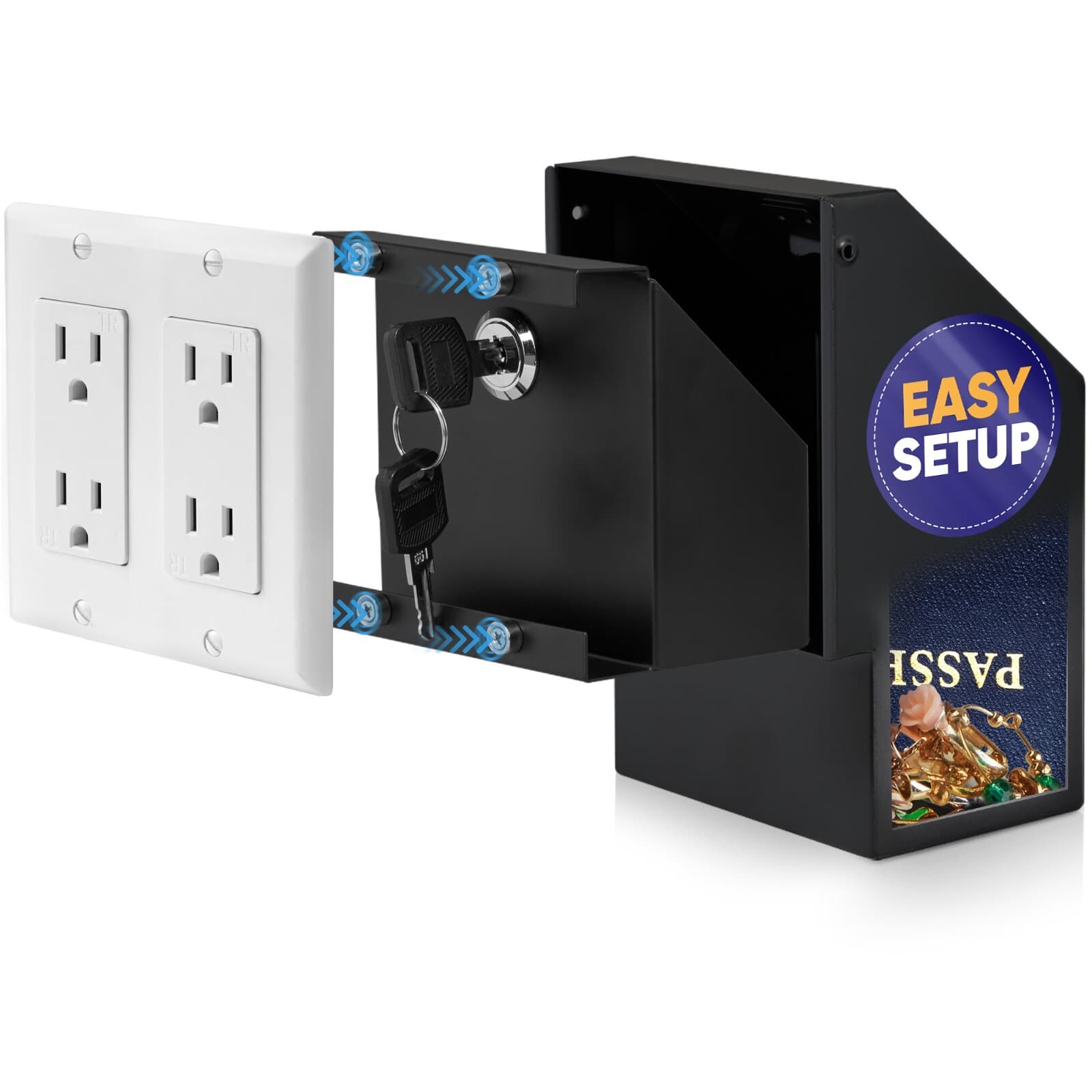 Hidden Wall Safe Outlet With Key Lock Electric Socket Covert Single Or Double