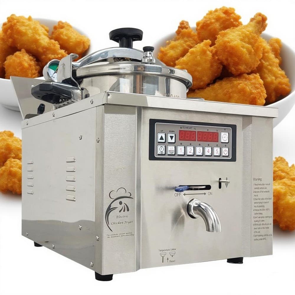 16L Stainless Pressure Fryer Fried Chicken Stove Numerical Control Desktop 220V