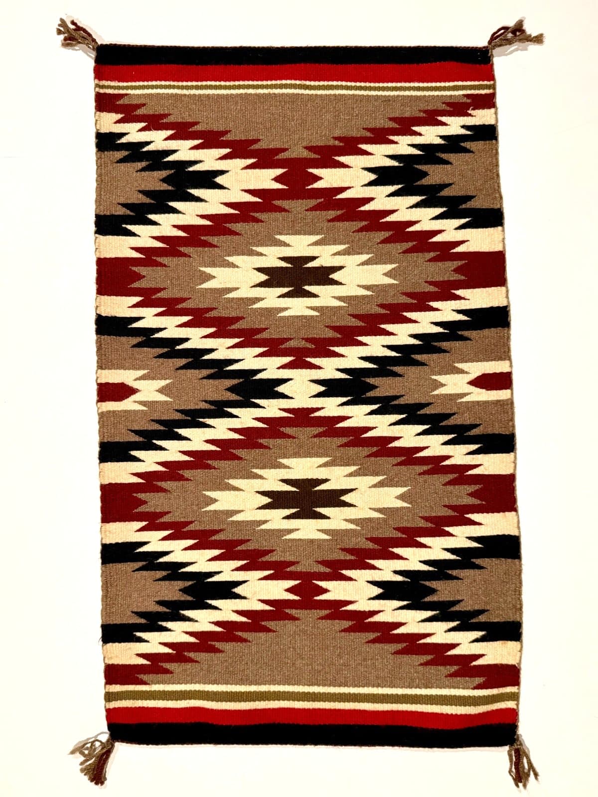 BEAUTIFUL NAVAJO GANADO RUG / TAPESTRY,SALTILLO SERRATED DIAMONDS,HANDSPUN,MINT!