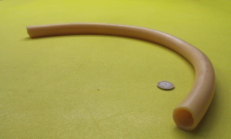 Latex Rubber Tubing Shore A35 Amber 1.0" OD x 3/4" ID x 1/8" Wall x 2 Ft Length