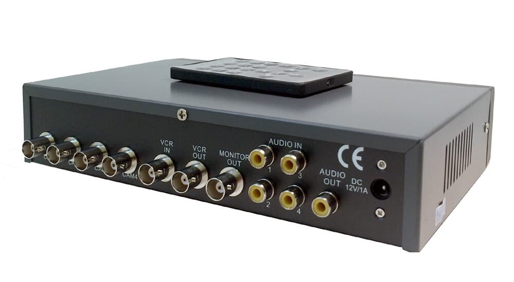 Premium Composite BNC Quad Video Switcher + Picture-On-Picture + Audio Support