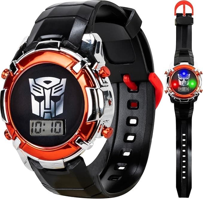 Transformers LCD Digital Watch for Kids - Iconic Autobot Design, Flashing LED "