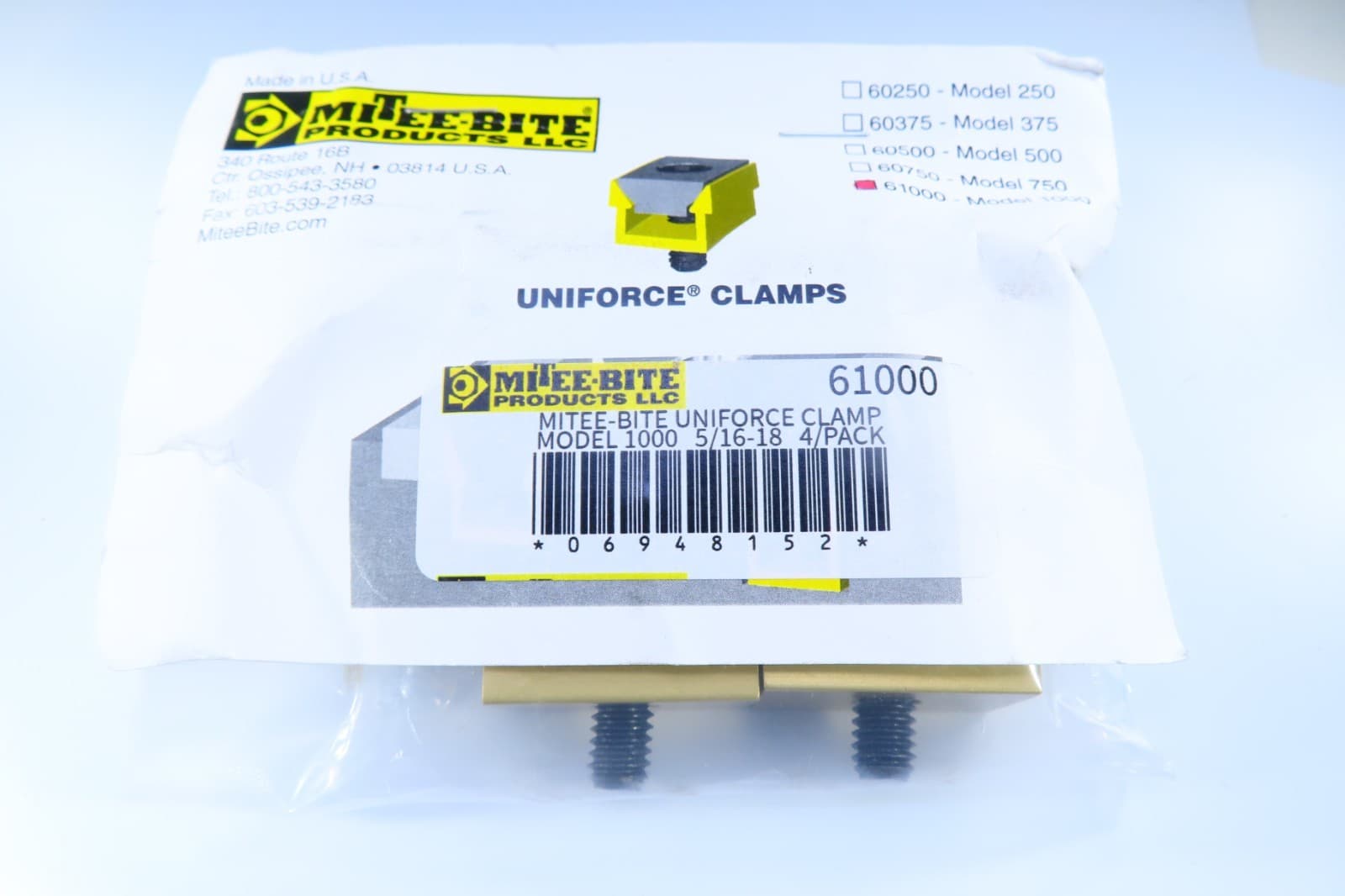 LOT ( 4 PCS ) MITEE BITE 61000 UNIFORCE TABLE HOLD DOWN MILL FIXTURE CLAMPS