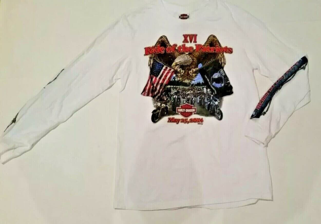 Harley Davidson Long Sleeve Shirt 2014 Ride Of The Patriots Size Medium
