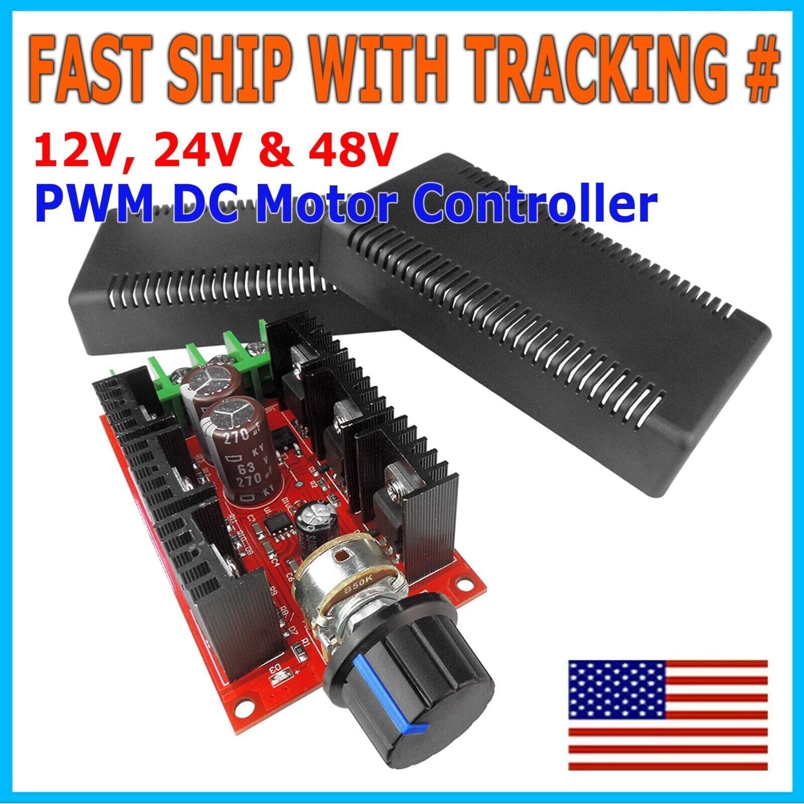 PWM DC Motor Speed Controller Adjustable Variable Switch HHO Driver 12V 24V 48V