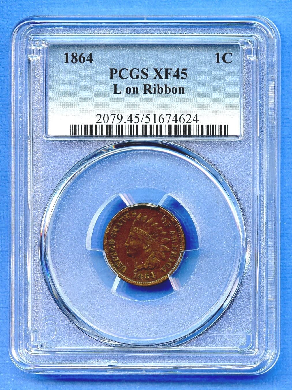 1864-P PCGS XF45 Indian Head Cent 1c US Mint Coin 1864-P XF-45 Rare L on Ribbon