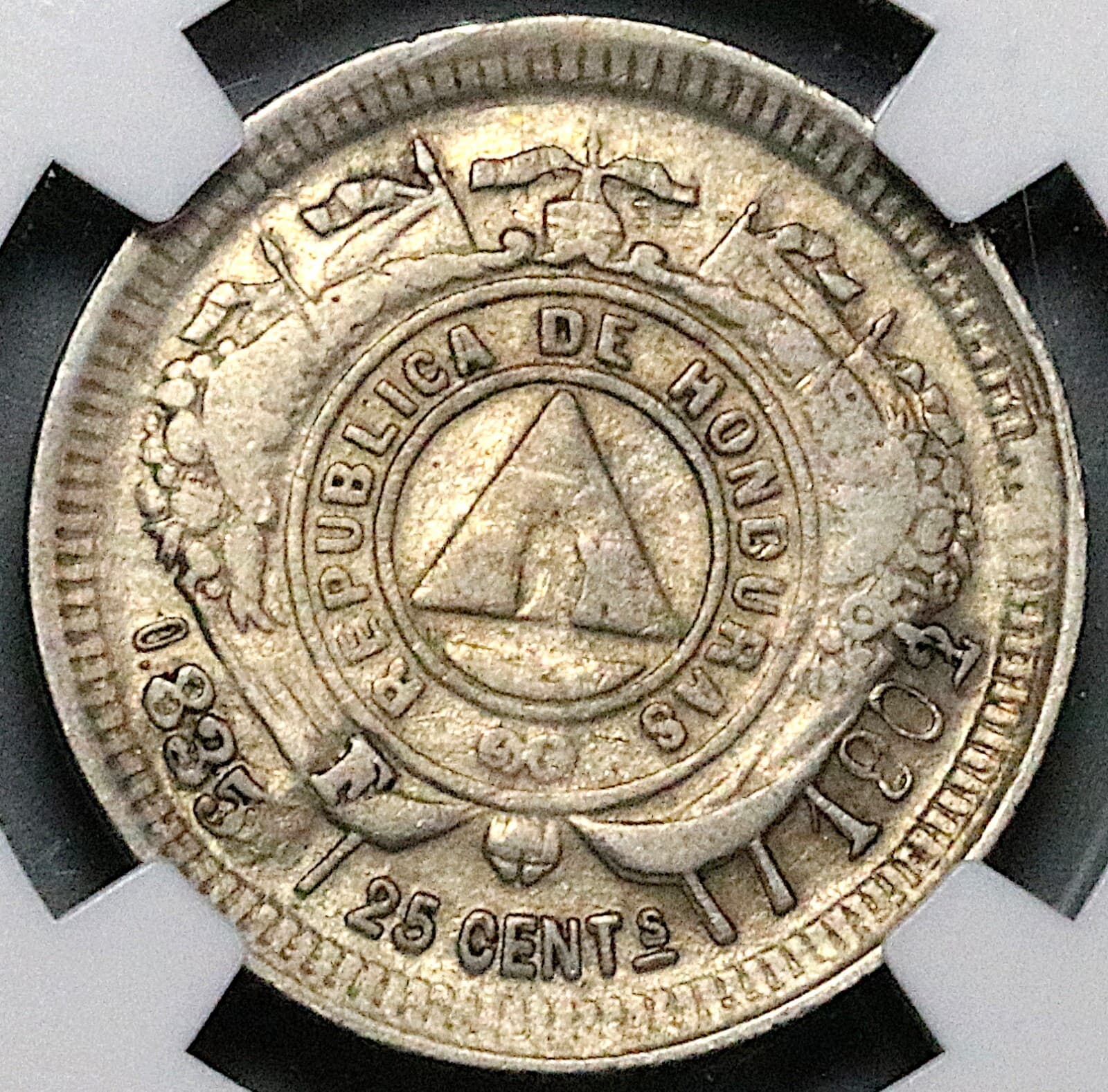 1902/801 NGC VF 30 Honduras 25 Centavos Standing Liberty Silver Coin (24011401C)