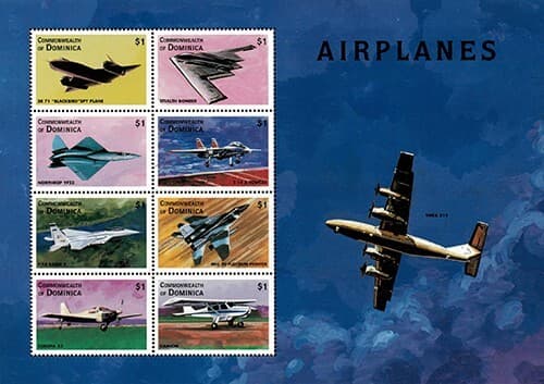 Dominica 1998 - Airplanes - Sheet of 8 Stamps - Scott #2077 - MNH