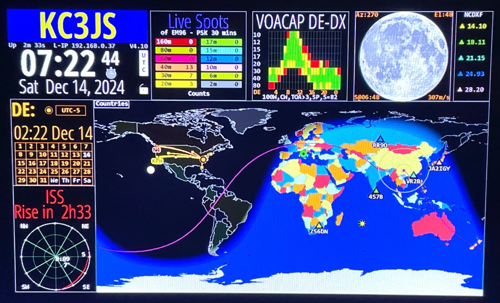 HamClock-Ham Radio World Clock on Pi-3B+