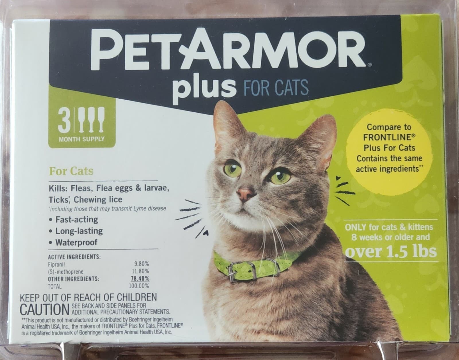 PETARMOR Plus for Cats Over 1.5 lbs, Flea & Tick Prevention for Cats 3-Month