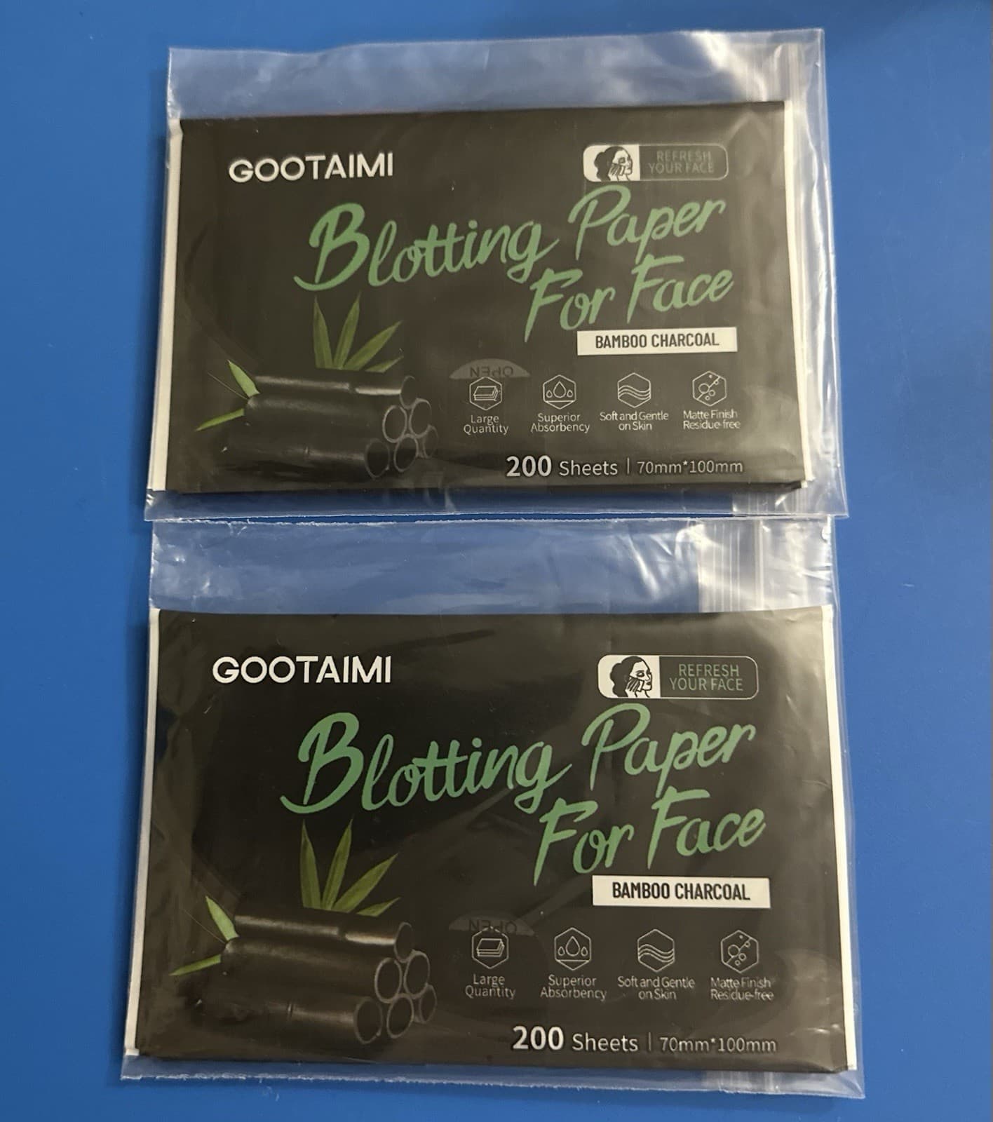 Natural Bamboo Charcoal Oil Blotting Paper For Face 400 count - New