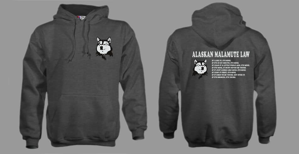FUNNY ALASKAN MALAMUTE LAW HOODY SLED DOG DOGS MALLY GIFT PRESENT WITH GIFT BAG