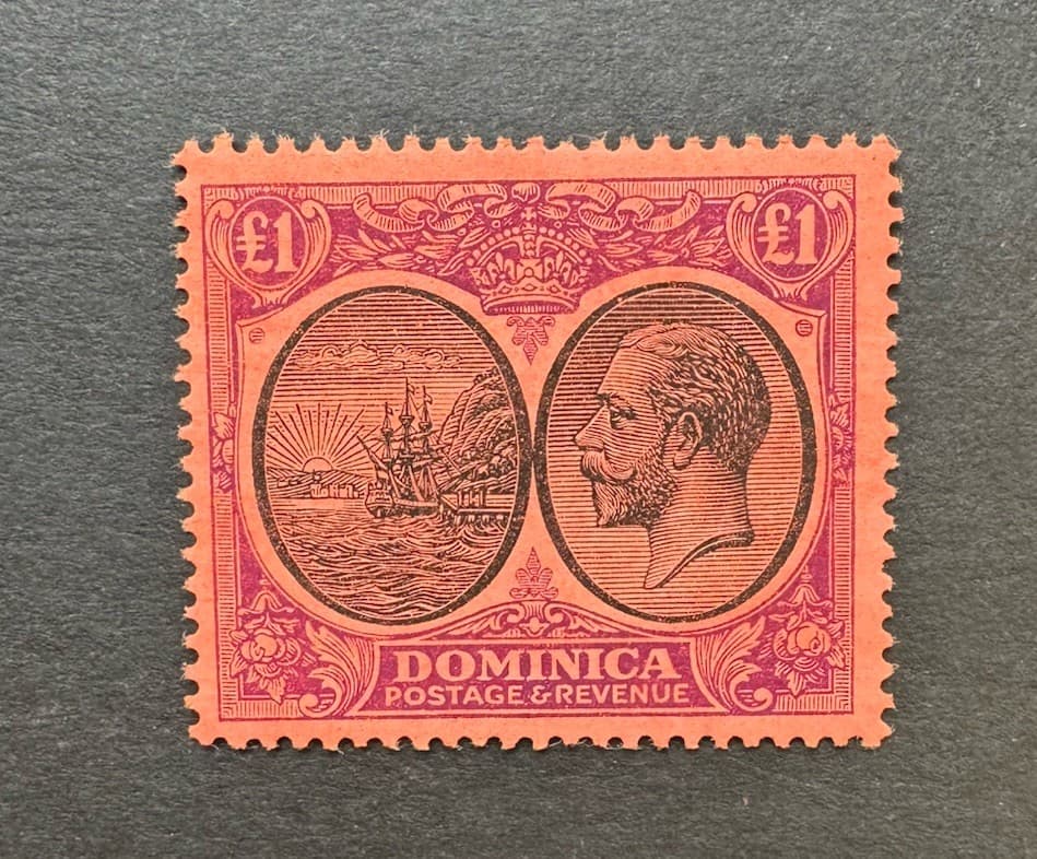 Dominica KGV SG 91 £1 Black & Purple/Red MNH - CAT £225