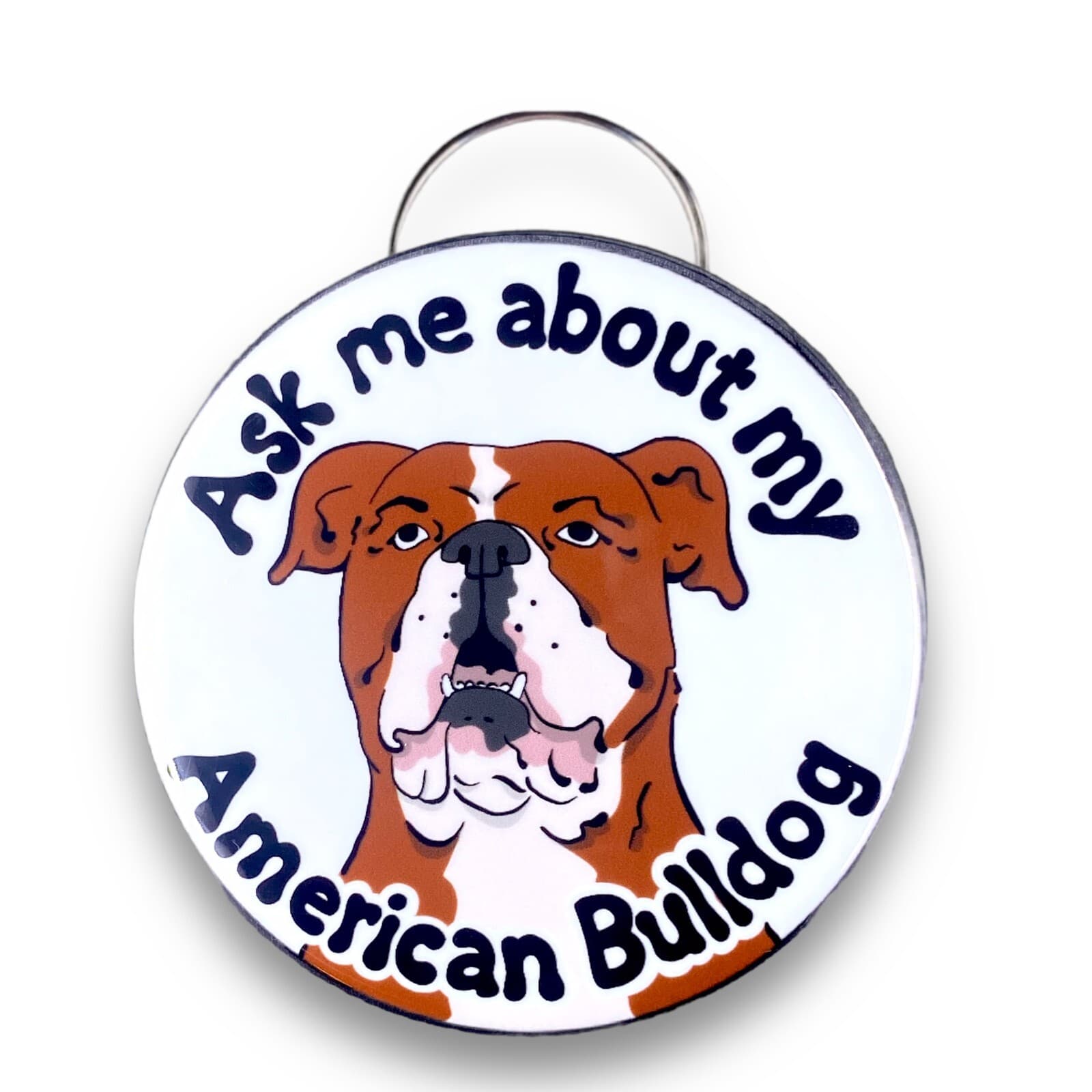 American Bulldog Bottle Opener Keychain Dog Accessories - Red & White