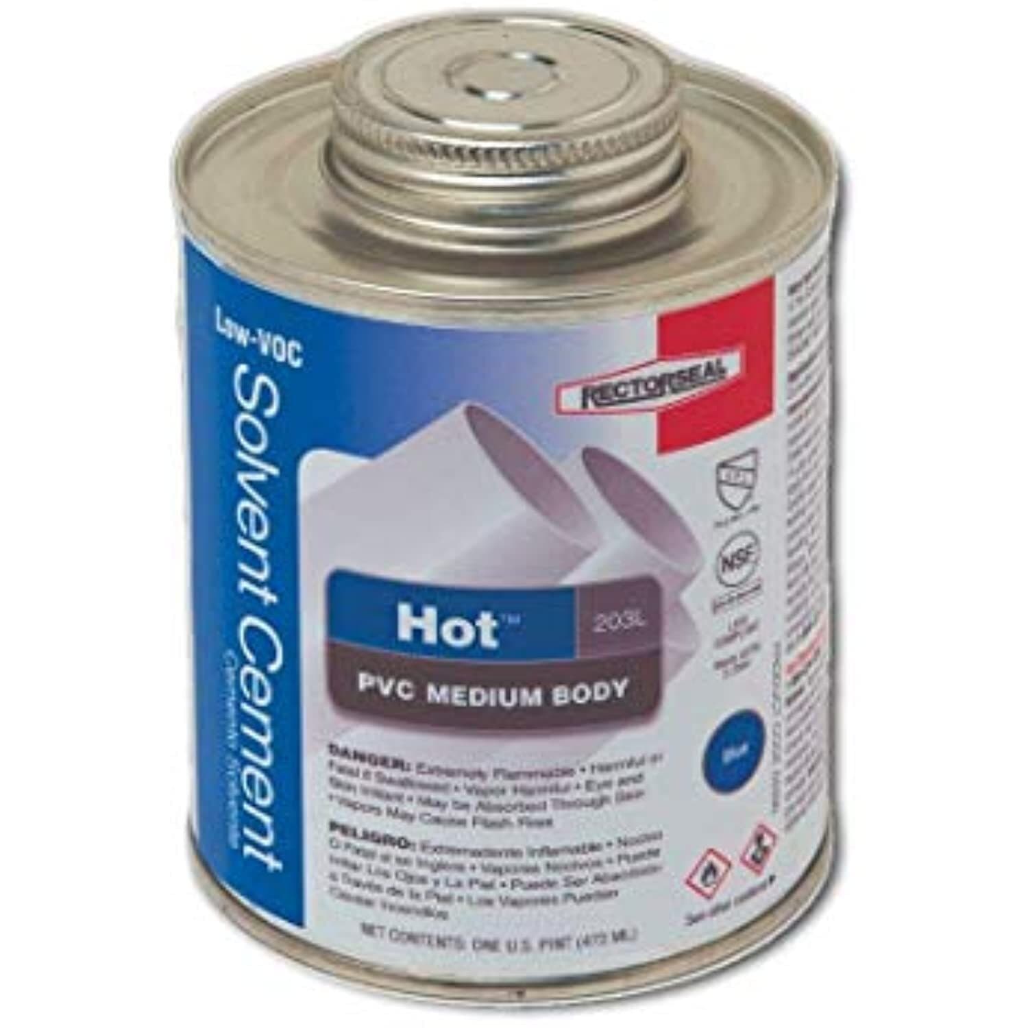Rectorseal 55990 Pint Hot 203L Medium Body Blue Low Voc Pvc Solvent Cement