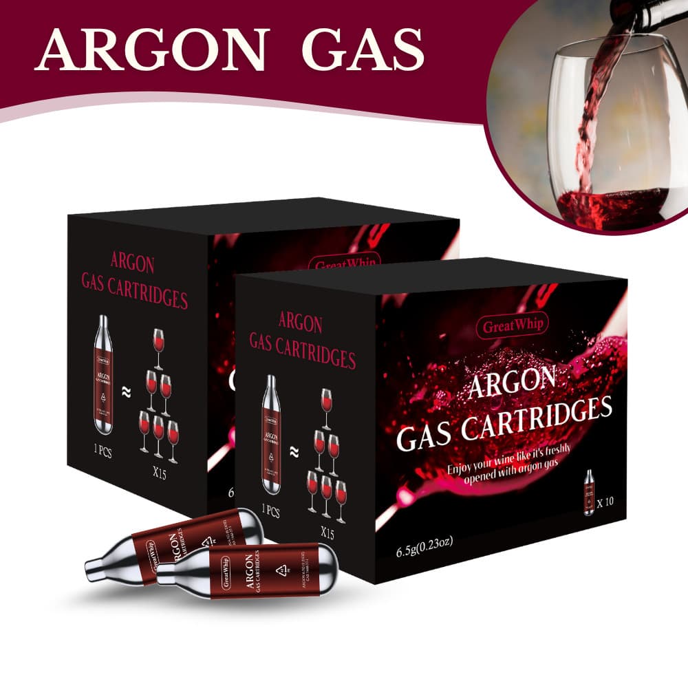 6.5G Argon Gas Capsules 20PCS GreatWhip for Coravin Wine Preservation System
