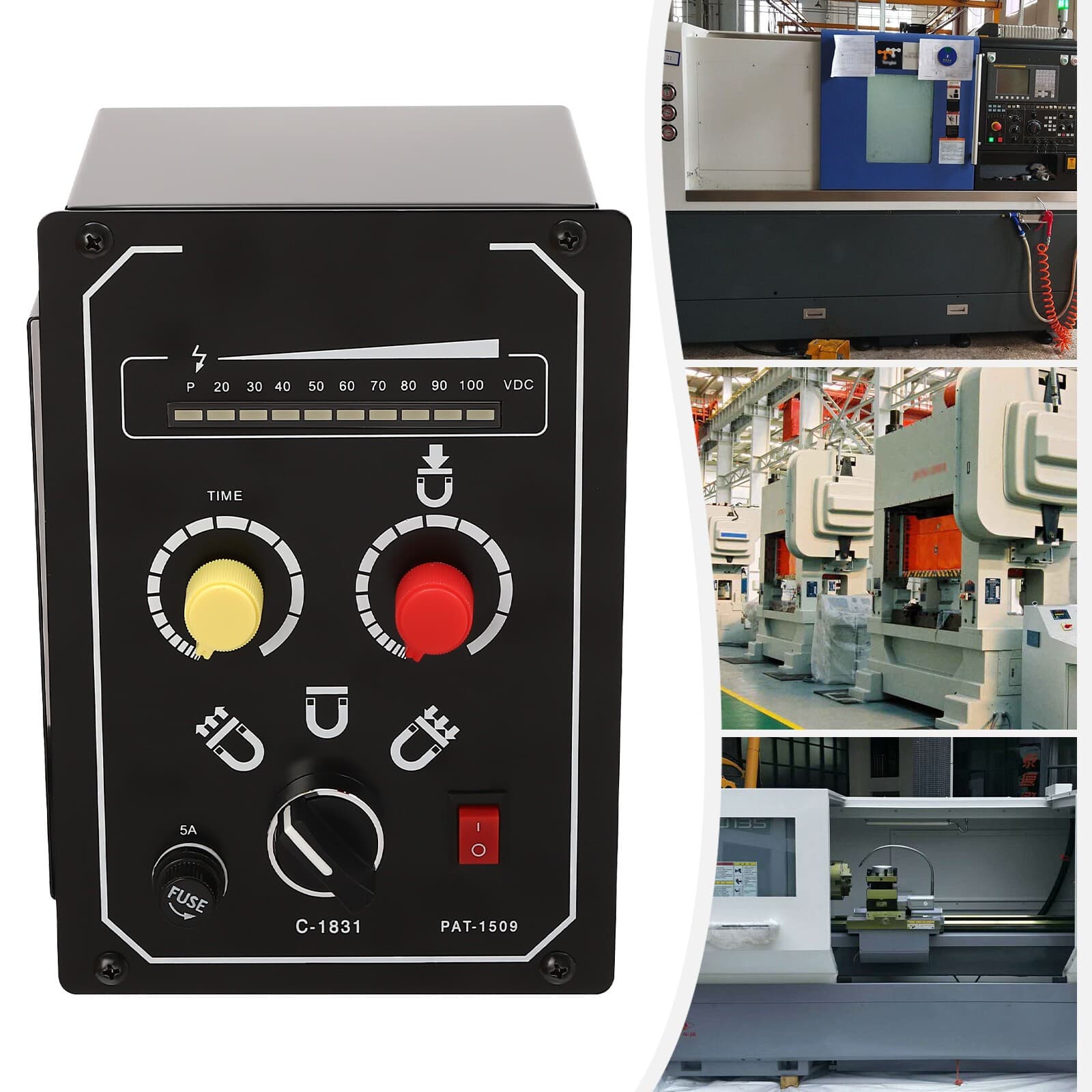 Electro Magnetic Chuck Controller 0-100V 5A DC Magnetic Force Adjustable 110V