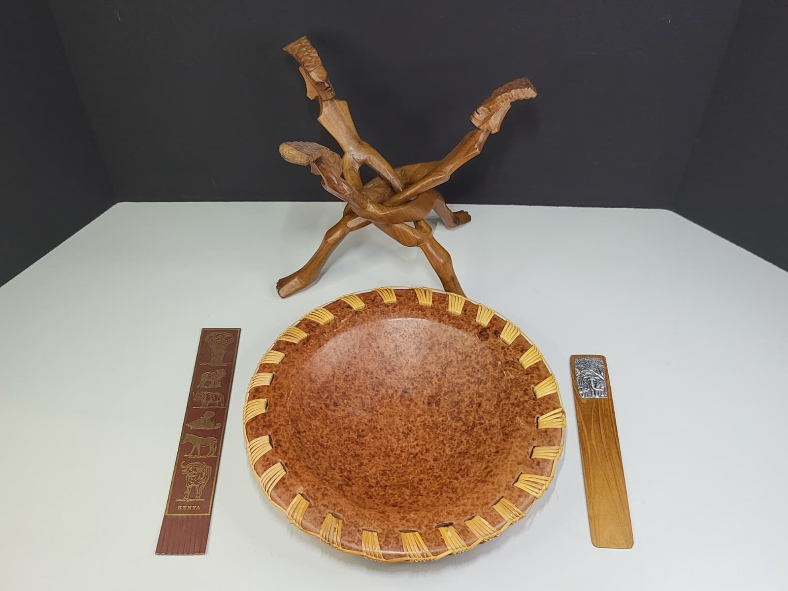 Vintage Folk Art Clay Plate Book Marks Lot