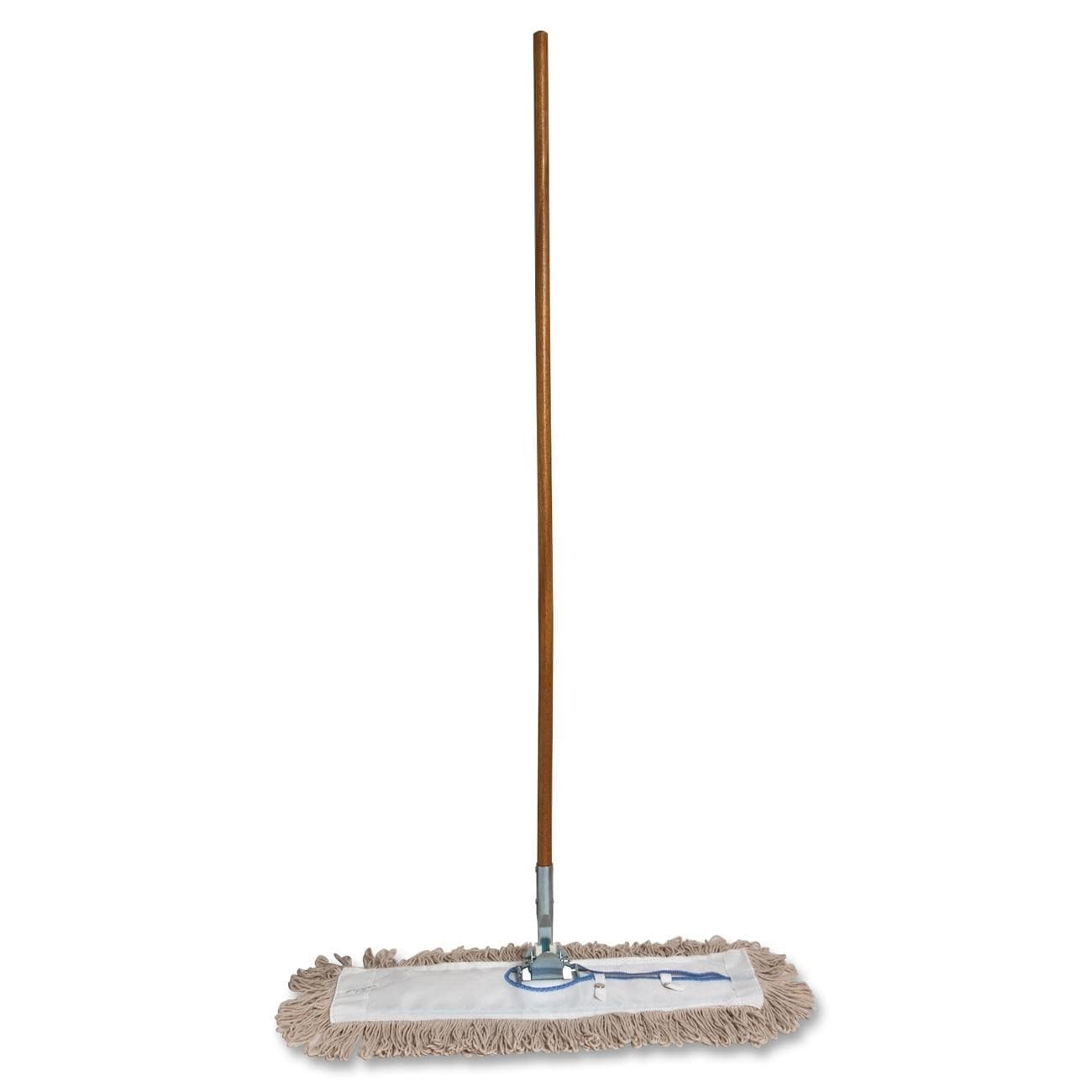 Genuine Joe Dust Mop With Handle - 24" Width Cotton Head - 60" X 0.94" Wood