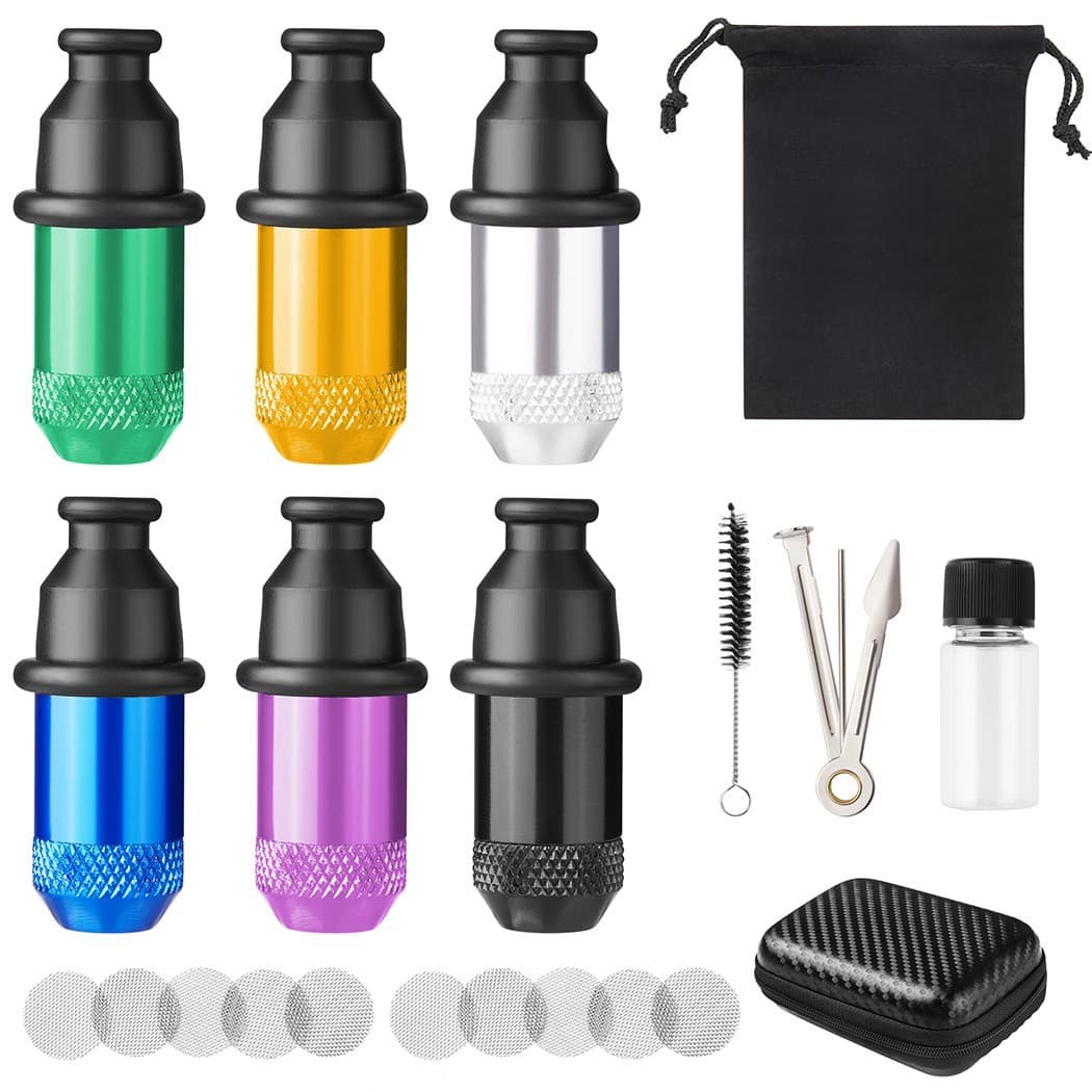 6 Pc Sneak a Toke Mini One Hitter Metal Tobacco Portable Smoking Pipe With Tools