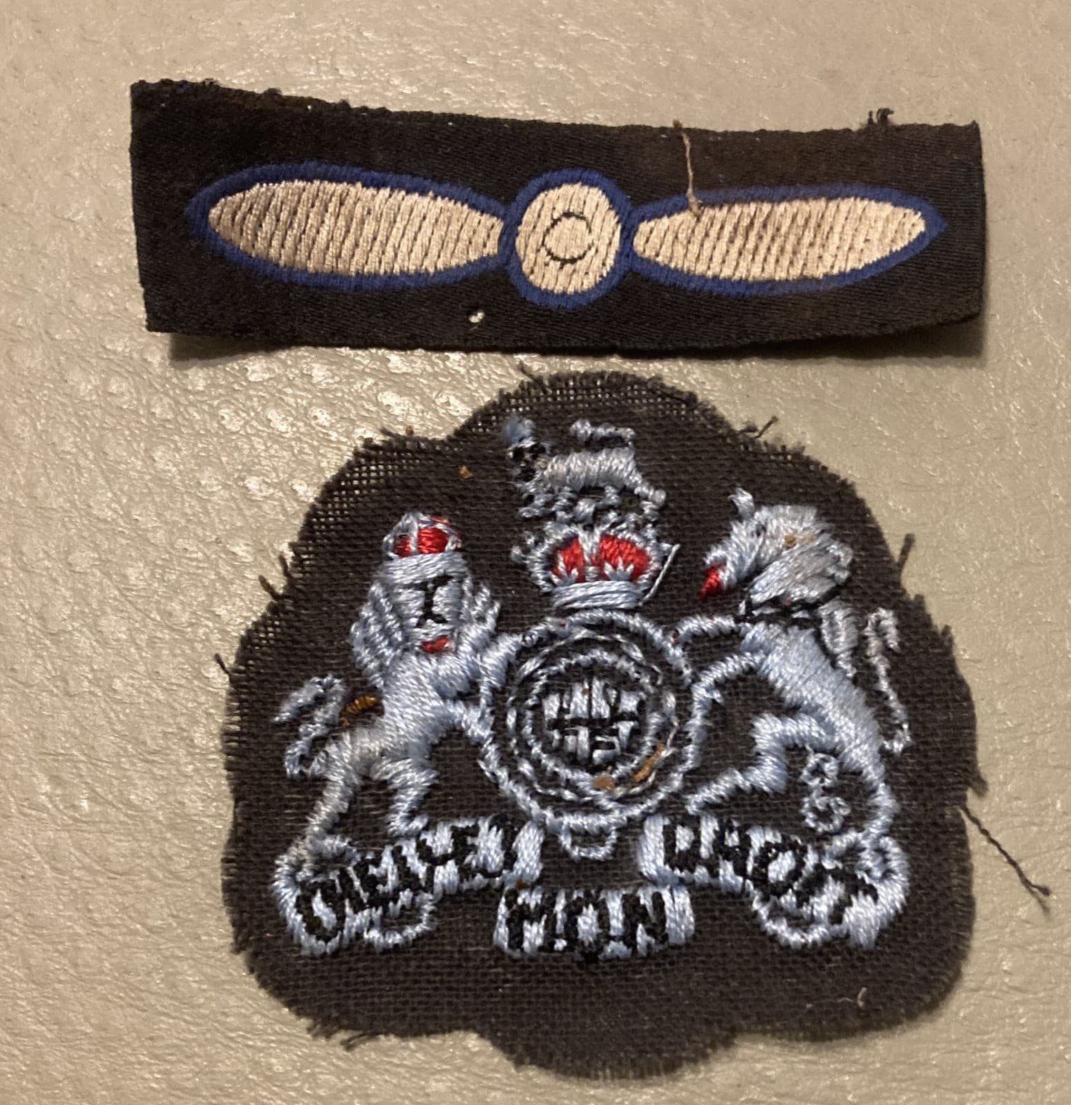 2 WWII RAF Patches Great Britain Dieu Et Mon Droit & Propeller