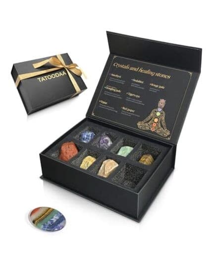 7 Chakras Crystals and Healing Stones Set - Large Raw Chakra Set (Worry Stone)