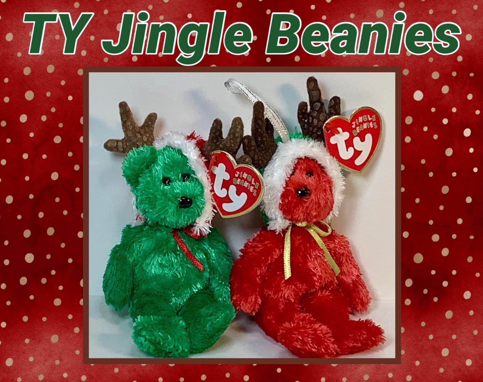 TY Jingle Beanies Red & Green Christmas Holiday