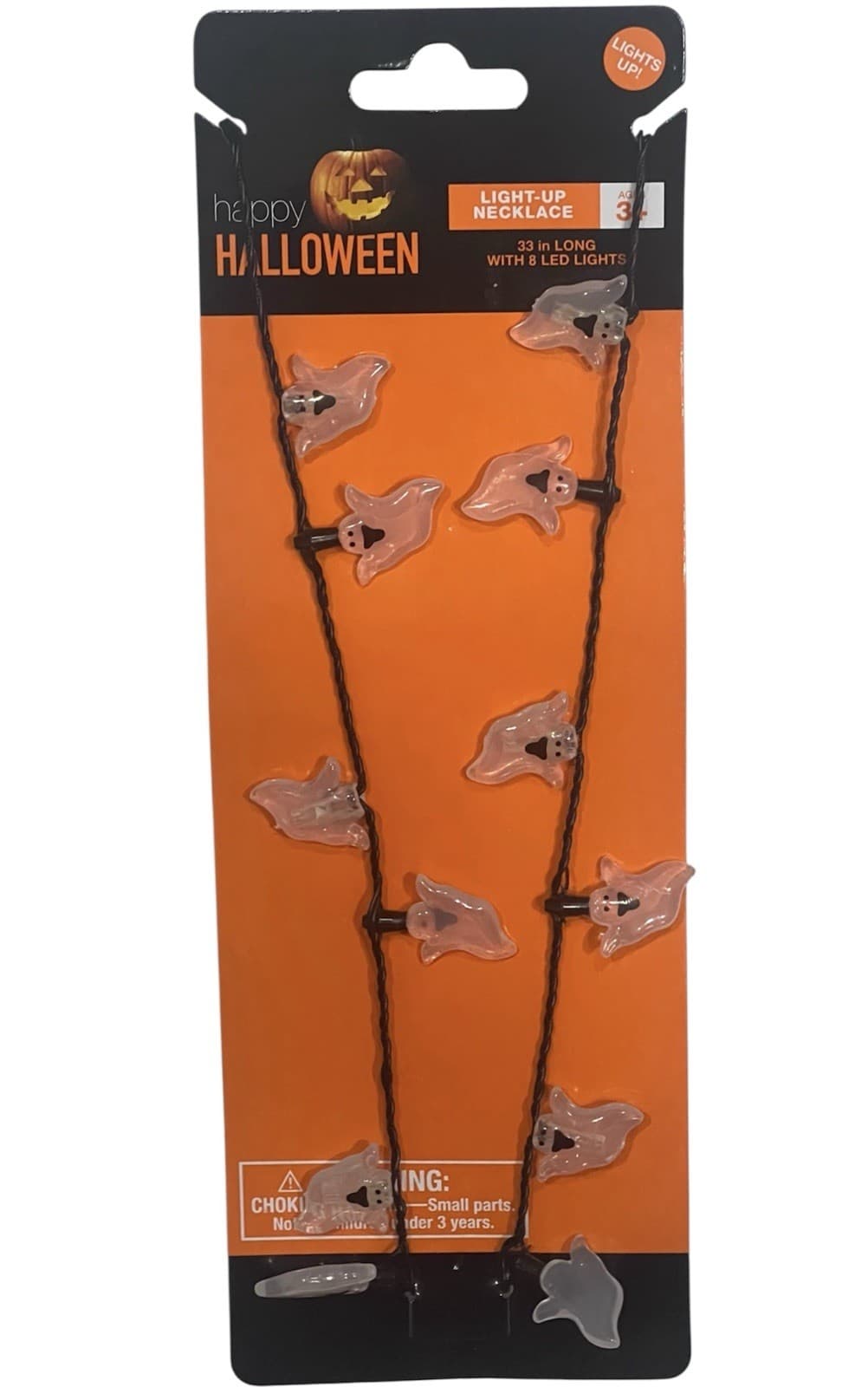 Light up Ghost Necklace happy Halloween Light Up Necklace 33 in Long 8 LED Light