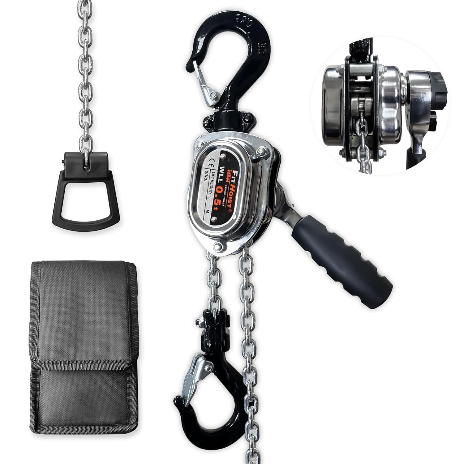 Mini Lever Chain Hoist Come Along 1/2 Ton 1100 Lbs Capacity 10FT Lift