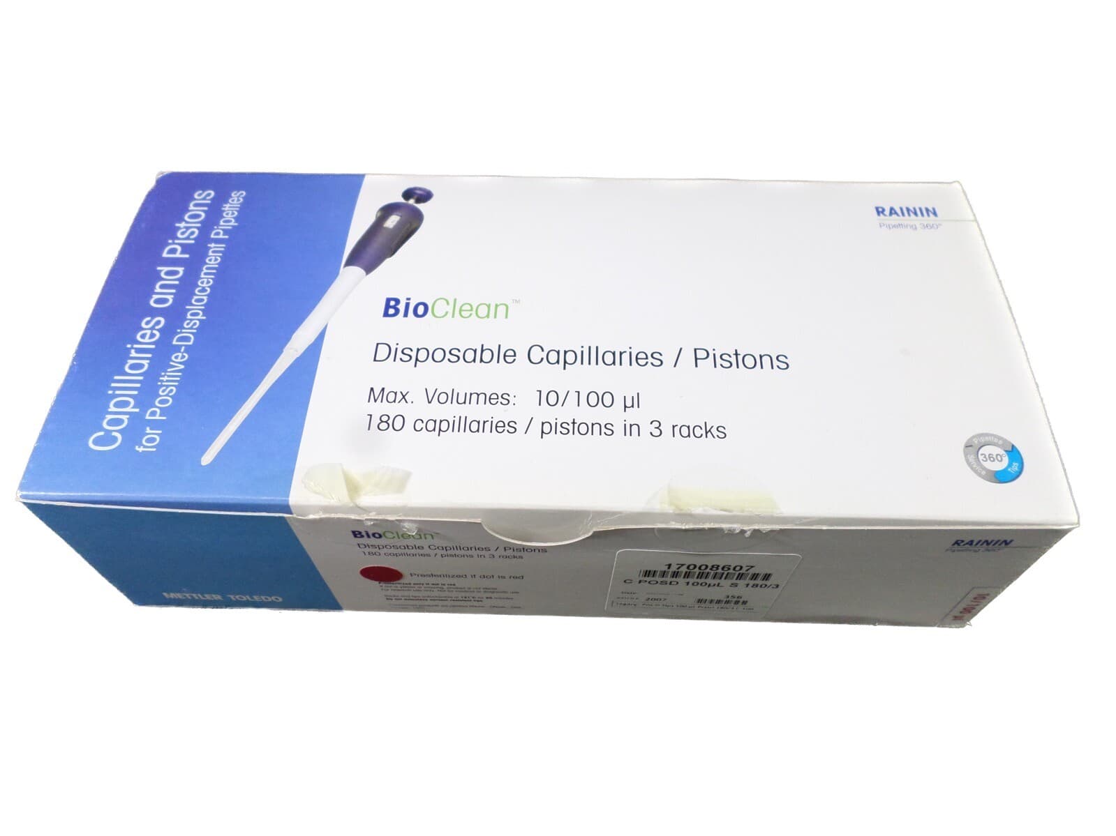 METTLER TOLEDO Rainin 100µL Capillary-Piston Pos-D Pipette Tips 17008607(120/cs)